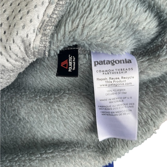Patagonia Re-Tool Snap-T Grey Fleece Pullover Blue Trim Fall Womens EUC - Picture 6 of 8